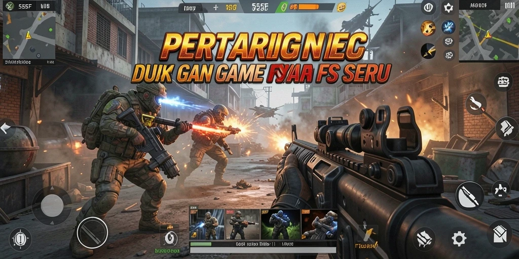 Tampilan gameplay 555F dengan pertempuran yang intens dan grafis menawan.
