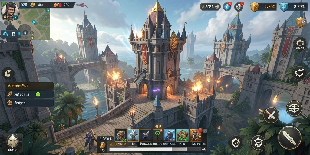 Tampilan gameplay epik Tower Defense di 898A.