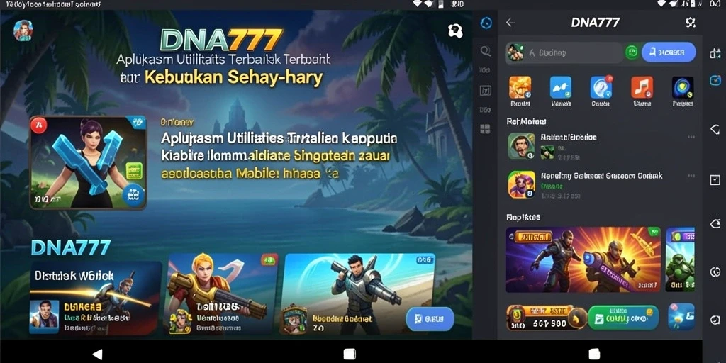 Tampilan aplikasi DNA777 dengan fitur utilitas yang memudahkan hidup.