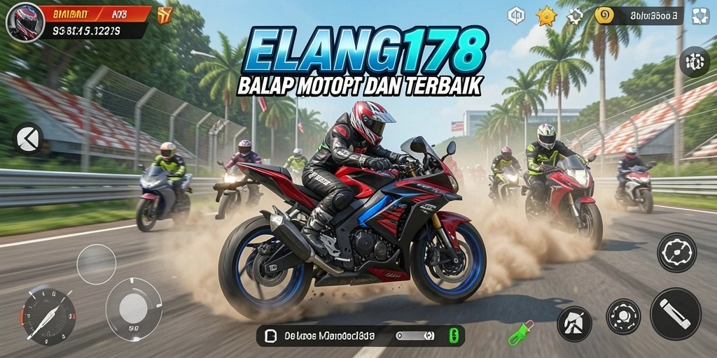 Tampilan gameplay balap motor yang mendebarkan di ELANG178.