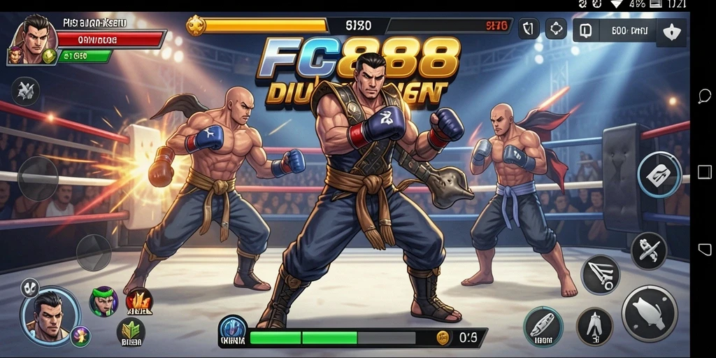 Tampilan seru pertarungan di game Fighting FC888.