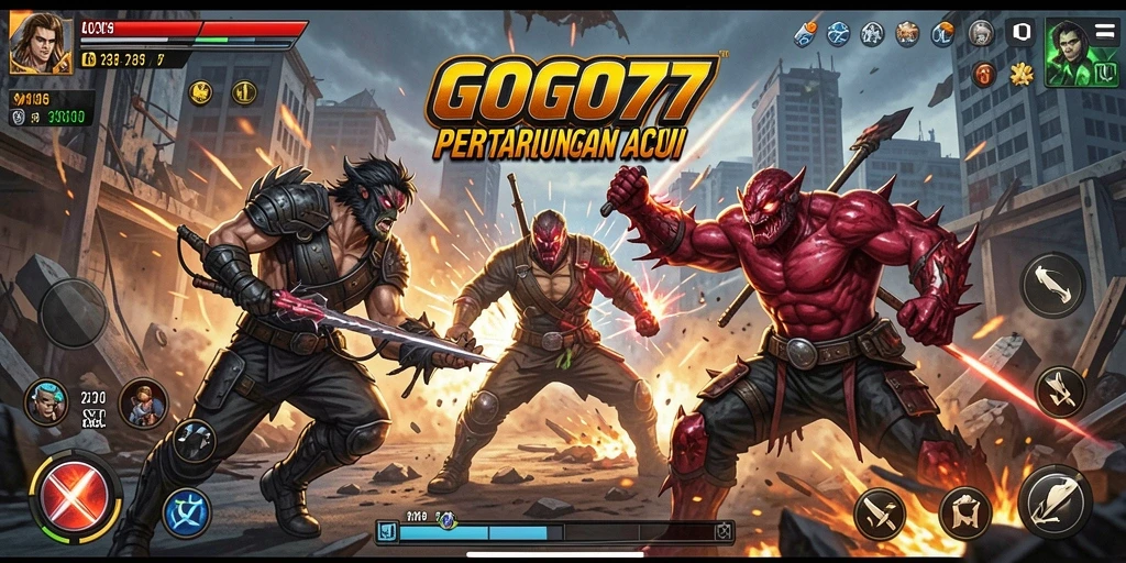 Screenshot GOGO77 menampilkan aksi pertarungan yang mendebarkan.