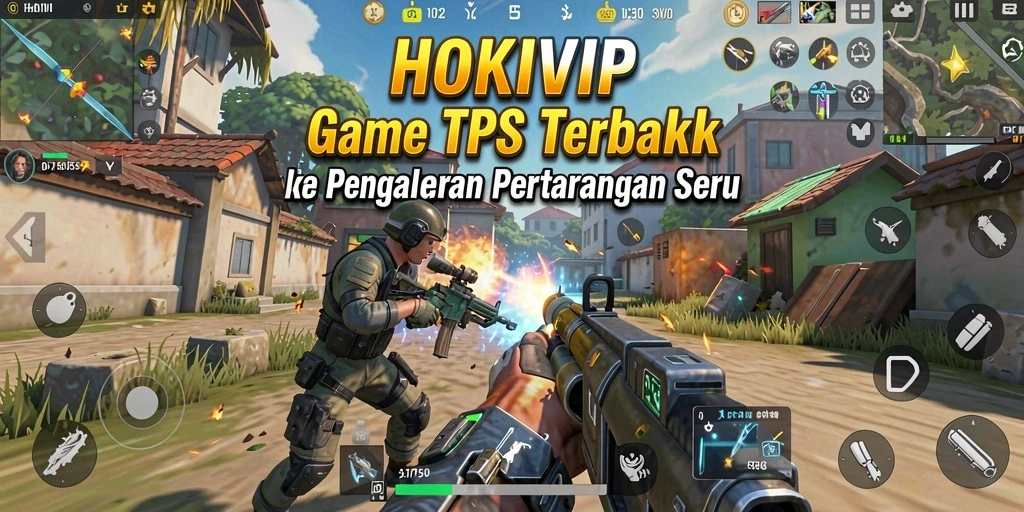 Tampilan gameplay seru HOKIVIP dalam pertarungan TPS.