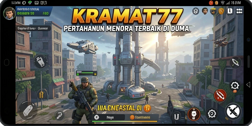 Tampilan gameplay menarik dari KRAMAT77 saat bertahan dari serangan musuh.