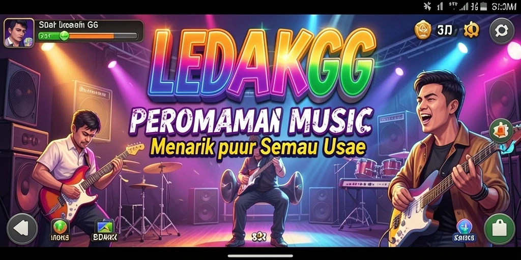 Tampilan screenshot LEDAKGG menampilkan gameplay seru dengan irama musik.