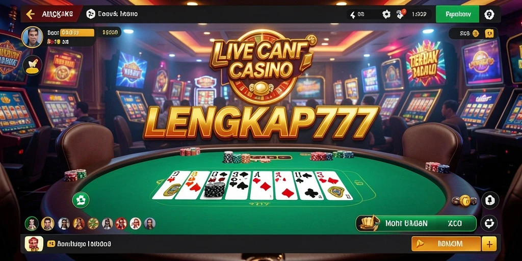 Tangkapan layar gameplay LENGKAP777 dengan dealer profesional dan suasana kasino langsung.