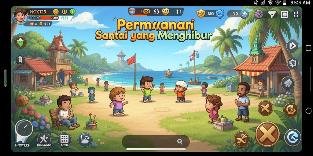 Tampilan gameplay NOX123 yang menyenangkan dan interaktif.