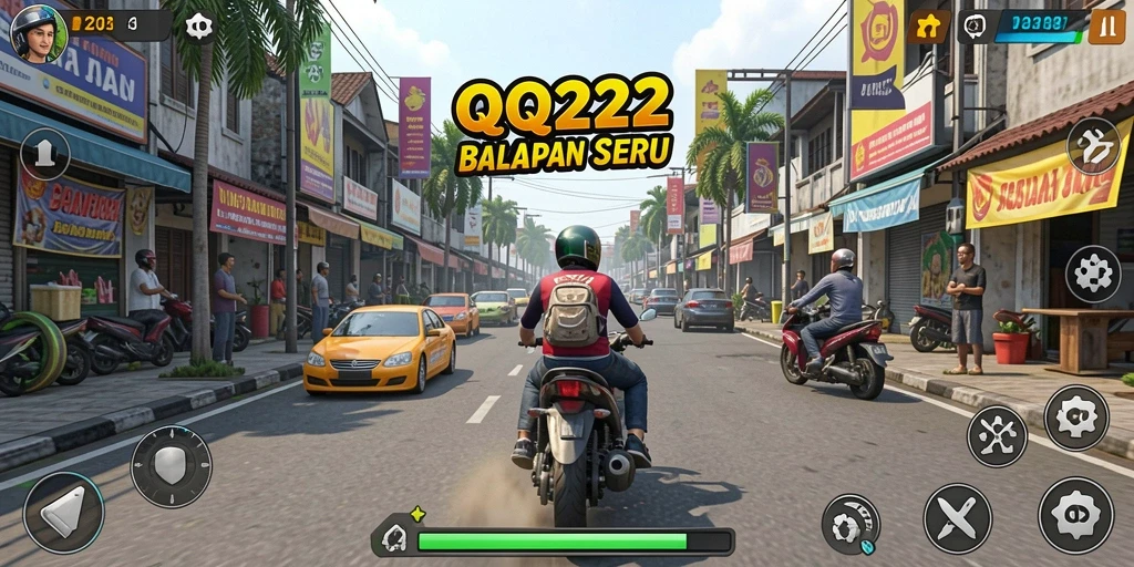 Tampilan menarik dari gameplay balapan di QQ222.