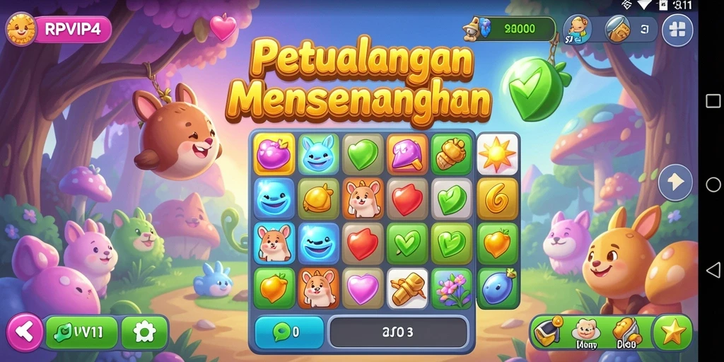 Screenshot RPVIP4 menampilkan gameplay Match-3 yang menarik.