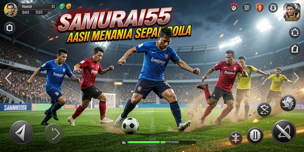 Screenshot dari gameplay SAMURAI555 yang menghadirkan aksi sepak bola seru.
