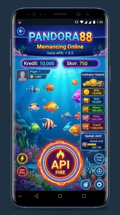Tampilan utama aplikasi pandora88 dengan logo dan fitur unggulan.